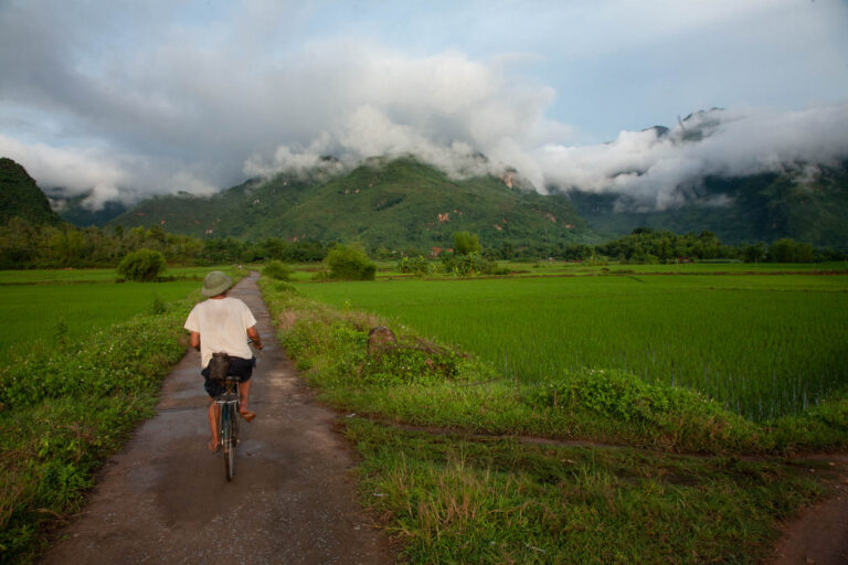 Man on bicycle in Mai Chau, Vietnam