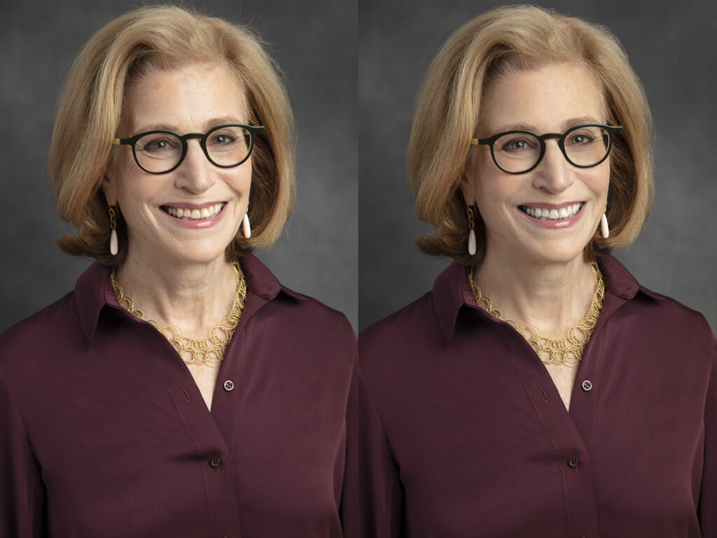 Headshot of senior business woman with glasses