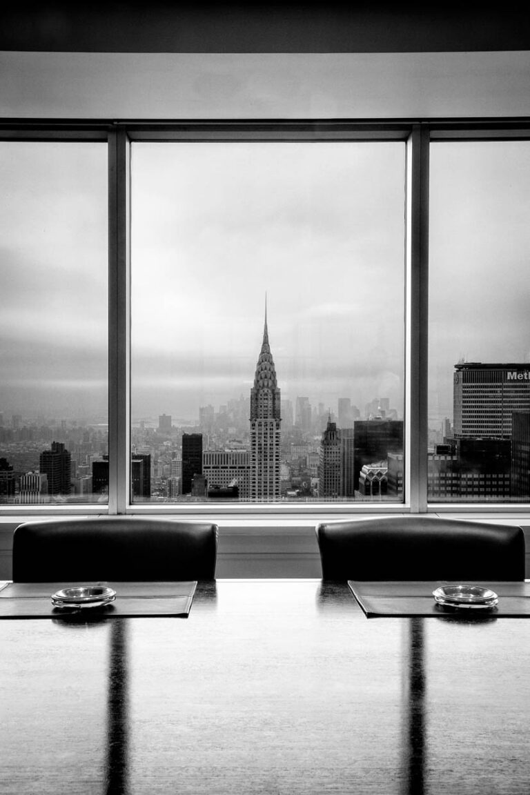 New York Interior Photographer Black and white pic of Chrysler buidling