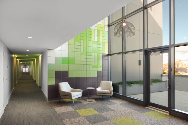 An interior photograph of a Brooklyn New York residential lobby