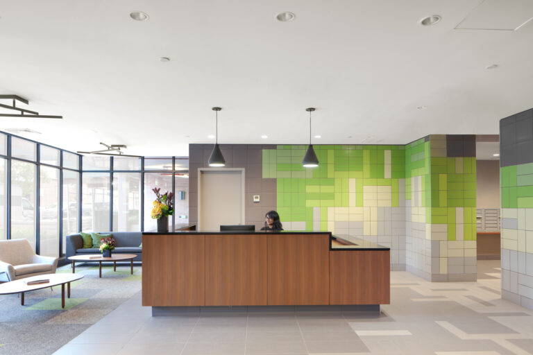 An interior photograph of a Brooklyn New York residential lobby