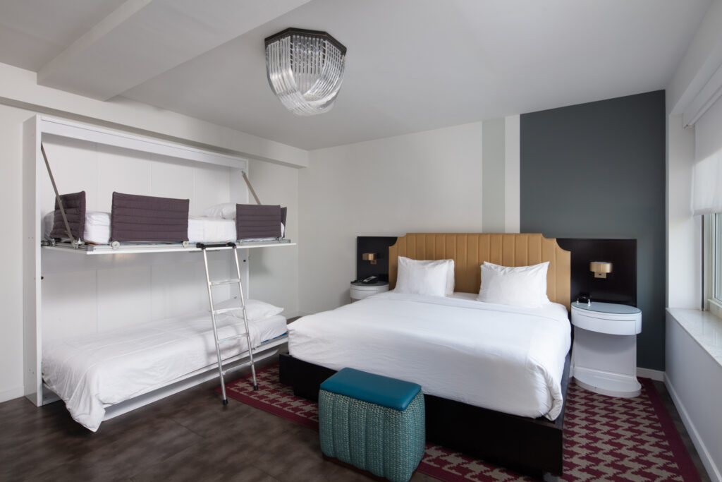 Interior photograph of a hotel room shot by an interior photographer in New York