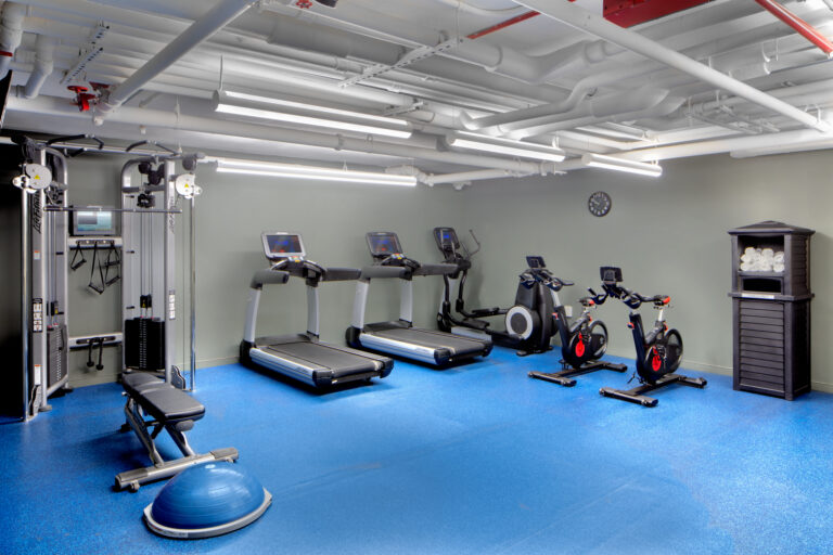 Interior photograph of a hotel gym shot by an interior photographer in New York